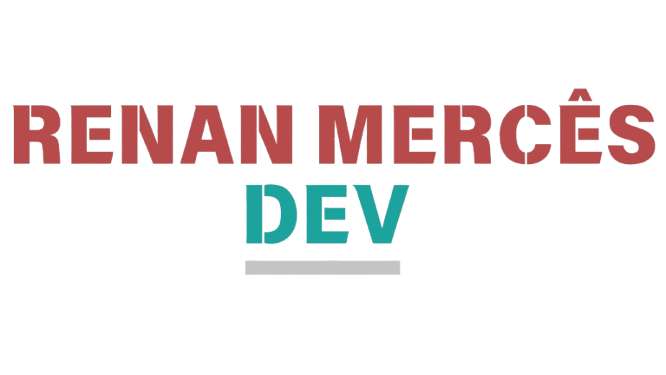 Logo com o nome Renan Mercês Dev no rodapé do site.