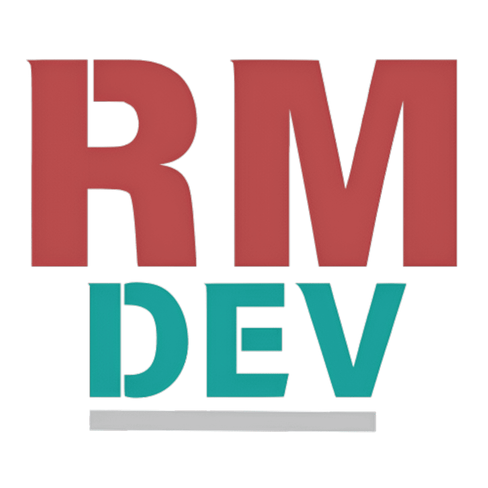 Logo escrito RM-DEV na nav-bar do site.